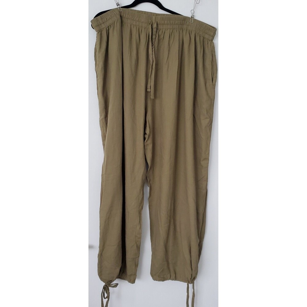 Lucy & Yak Mylo Linen & Viscose Herb Garden Green Trousers 2XL Summer NWT